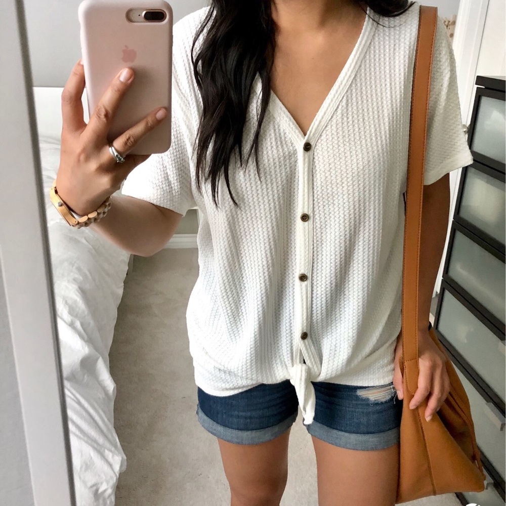 Cream/White Waffle Weave Top